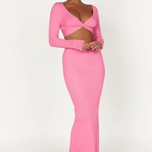 Meshki KAESHA
Split Maxi Knitted Skirt & Top - Bubblegum Pink